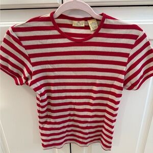VTG The Limited Red and White Striped Short Sleeve Tee